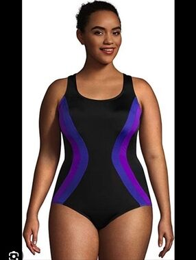 NWT Lands' End Women's Scoop Neck X-Back One-Piece Swimsuit Size 4 $85 6D556